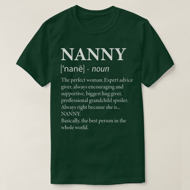Camiseta Abuela divertida de definición de nana (Diseño del anverso)