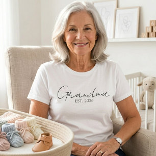 Camiseta Abuela Est Año Letra Elegante Diseño de Familia