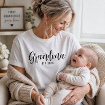 Camiseta Abuela Establecida Escritura Negra