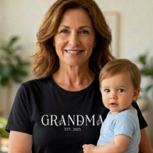 Camiseta Abuela establecida fuente divertida moderna blanca