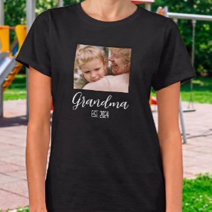 Camiseta Abuela Estableció Texto Blanco Minimalista en Letr