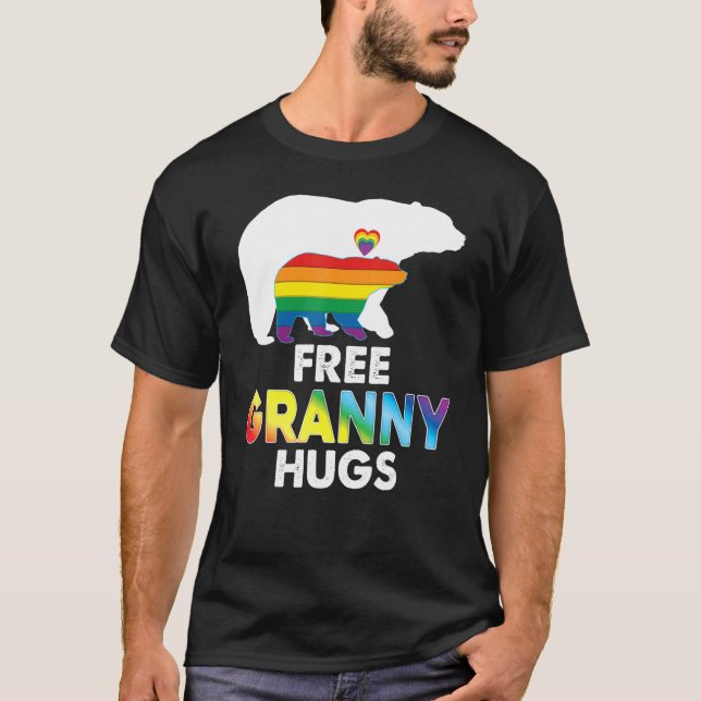 Camiseta Abuela Gratuita Abraza oso Arcoiris Lgbt Orgullo G (Anverso)