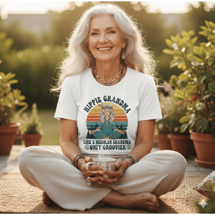Camiseta Abuela Hippie Vintage Groovier Retro 70s Atardecer