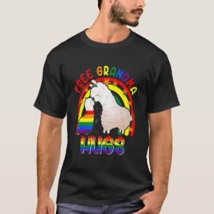 Camiseta Abuela libre abraza dos llamas Orgulloso Lgbt Rain