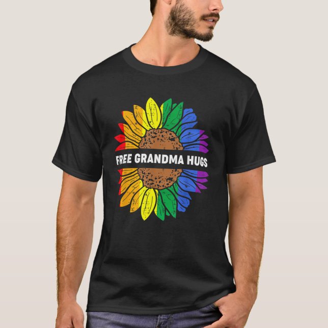Camiseta Abuela Libre abraza Hippie De Flor Arcoiris Lgbt D (Anverso)