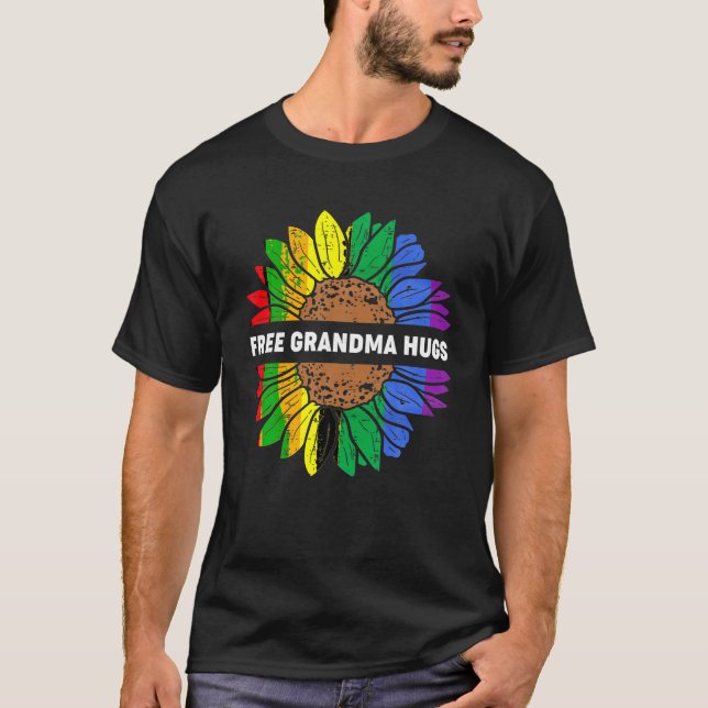 Camiseta Abuela Libre abraza Hippie De Flor Arcoiris Lgbt D (Anverso)