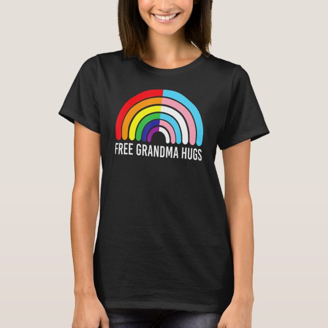 Camiseta Abuela libre abraza la bandera transgénero arcoiri (Anverso)