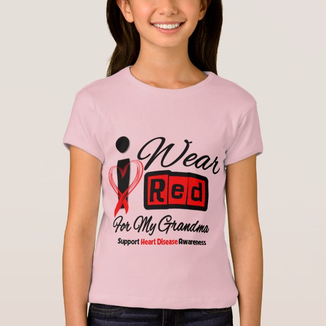 Camiseta Abuela - llevo enfermedad cardíaca roja de la (Anverso)