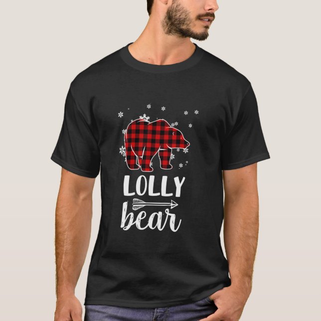 Camiseta Abuela Lolly Bear Xmas Pajama Red Plaid Buffalo P (Anverso)