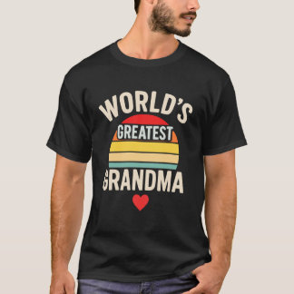 Camiseta Abuela Más Grande del Mundo Corazón de Atardecer R