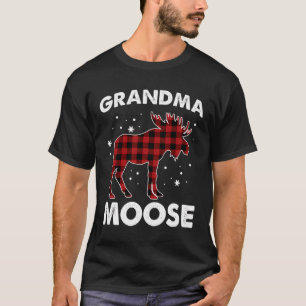Camiseta Abuela Moose Red Plaid Buffalo Familia Pareante Pa