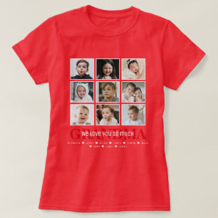 Camiseta Abuela/Nana/Otro Mensaje y Nombres de Collage de 9