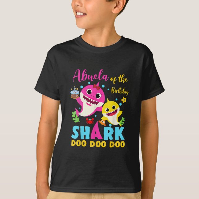Camiseta Abuela Of The Birthday Shark Mom Matching Family  (Anverso)