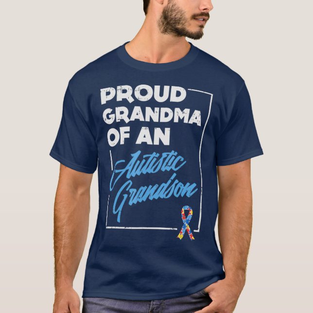 Camiseta Abuela Orgullosa De Un Autismo Abuelo Autista (Anverso)