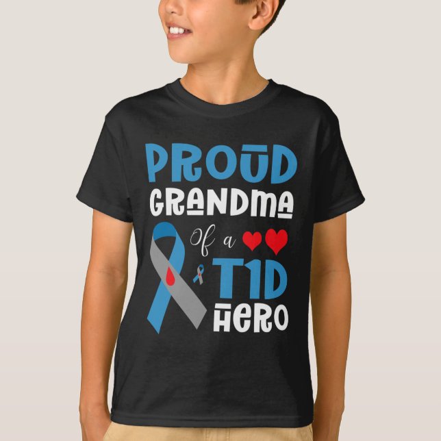 Camiseta Abuela Orgullosa De Un Héroe De La T1d Con Diabete (Anverso)