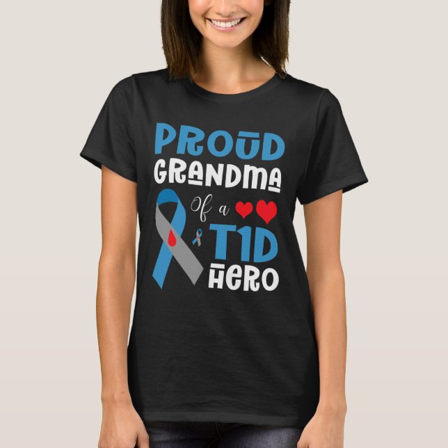 Camiseta Abuela Orgullosa De Un Héroe De La T1d Con Diabete (Anverso)