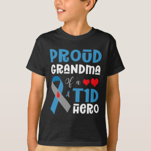 Camiseta Abuela Orgullosa De Un Héroe De La T1D Con Diabete