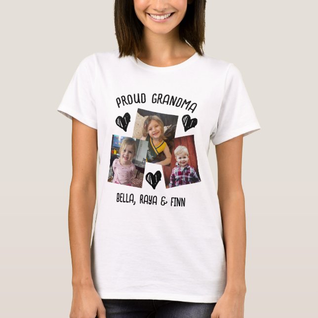 Camiseta Abuela orgullosa | Fotos y nombres personalizados (Anverso)