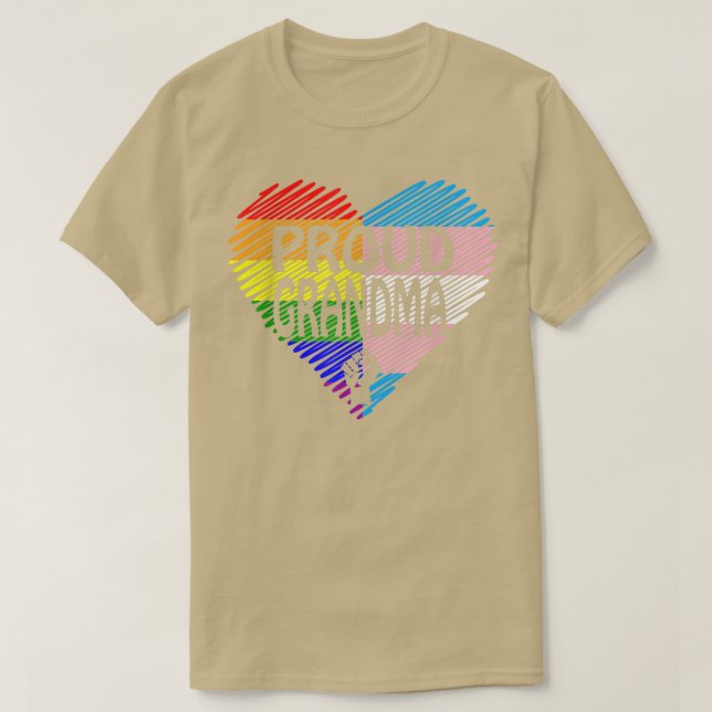 Camiseta Abuela orgullosa LGBT con arcoiris y caída transgé (Diseño del anverso)