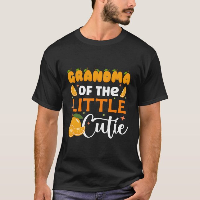 Camiseta Abuela Pequeña Cutie Naranja Baby Shower Py (Anverso)