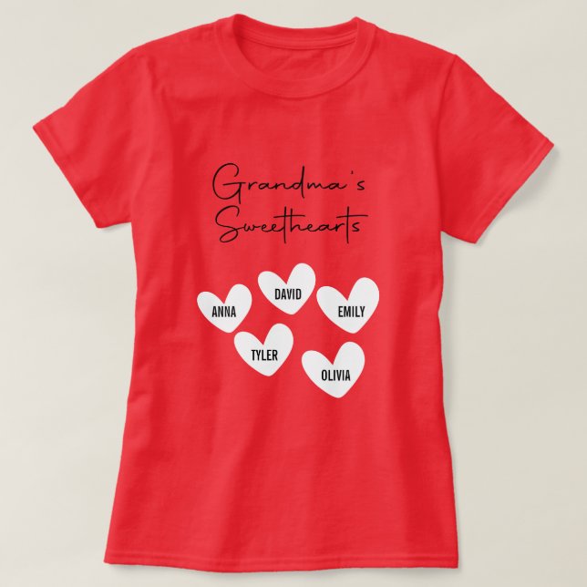 Camiseta Abuela personalizado con nombre de nietos (Diseño del anverso)