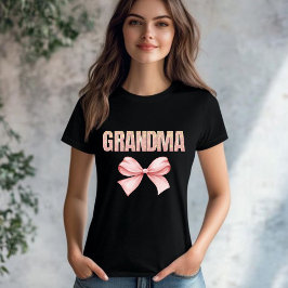 Camiseta Abuela por Primera Vez Lazo de Cinta Rosa Nana