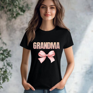 Camiseta Abuela por Primera Vez Lazo de Cinta Rosa Nana