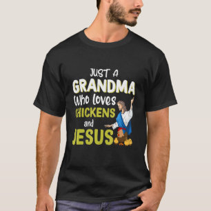 Camiseta Abuela Que Ama Los Pollos Y Jesús Granjera