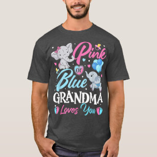 Camiseta Abuela rosa azul elefante te ama el embarazo Rev