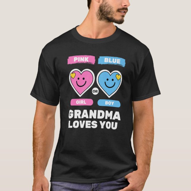 Camiseta Abuela Rosa O Azul Te Ama Baby Shower Género (Anverso)