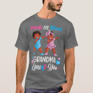 Camiseta Abuela Rosa O Azul Te Ama El Género Del Bebé Negro
