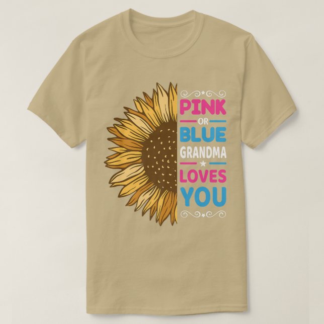 Camiseta Abuela rosa o azul te ama el género revela el sol (Diseño del anverso)