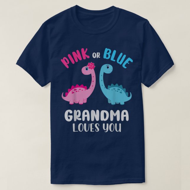 Camiseta Abuela rosa o azul te ama el sexo revelar a tu beb (Diseño del anverso)