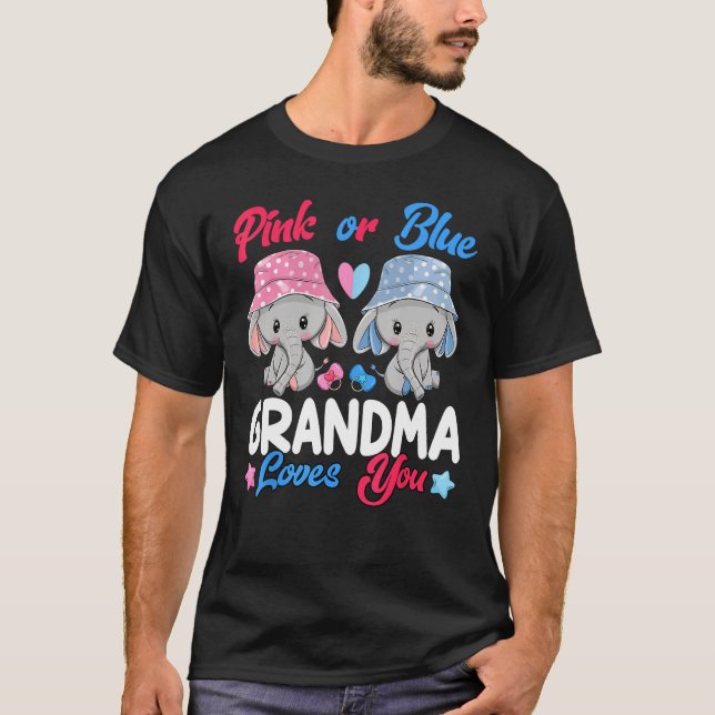 Camiseta Abuela Rosa O Azul Te Ama Elefantes Gend Bebé (Anverso)