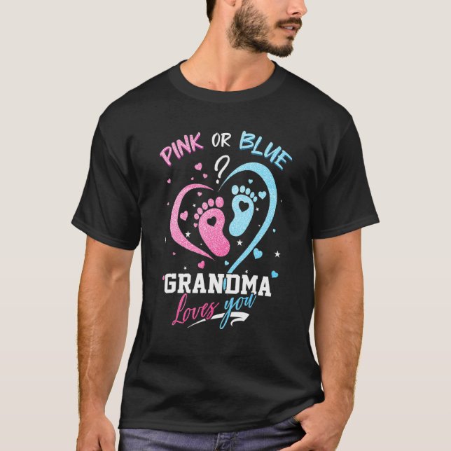 Camiseta Abuela Rosa O Azul Te Ama Género Revelar Bebé (Anverso)