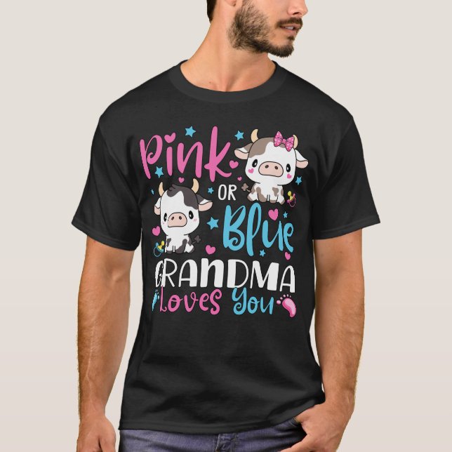 Camiseta Abuela Rosa O Azul Te Ama Regalos Hombres Bebés Va (Anverso)