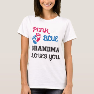 Camiseta Abuela rosa o azul te ama, revelación de género