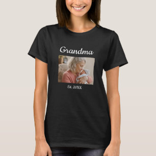 Camiseta Abuela Simple Escritura Est. Foto Año Negro