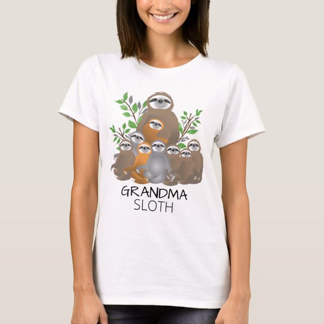 Camiseta Abuela Sloth con nietos eslovacos juntos (Anverso)