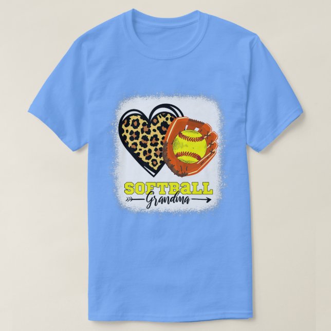 Camiseta Abuela Softball Abuela Bleached Leopard Heart Glov (Diseño del anverso)