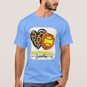 Camiseta Abuela Softball Abuela Bleached Leopard Heart Glov