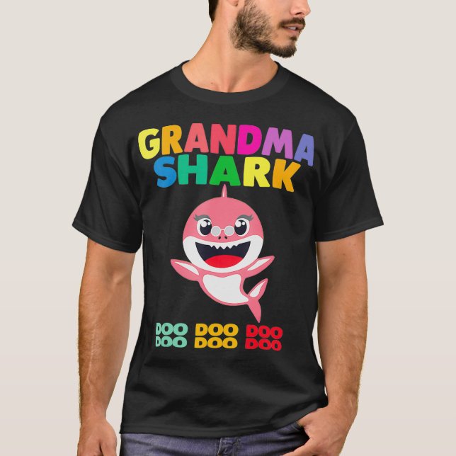 Camiseta Abuela Tiburón Regalo Bebé Cute Tiburón Diseño Fam (Anverso)