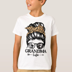 Camiseta Abuela Vida Pelo Desordenado en Moño Divertido Hoc