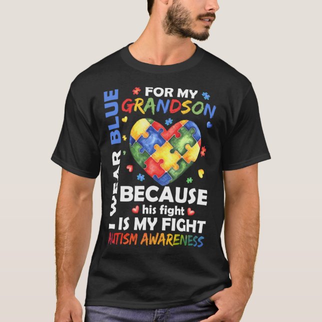Camiseta Abuelo Abuela Que Uso Azul Para El Autismo De Mi A (Anverso)