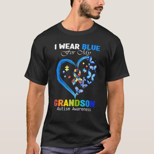 Camiseta Abuelo Abuela Que Uso Azul Para El Autismo De Mi A (Anverso)