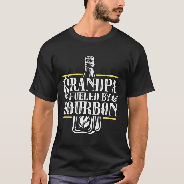 Camiseta Abuelo Alimentado Por Beber Borbón Bebiendo L (Anverso)