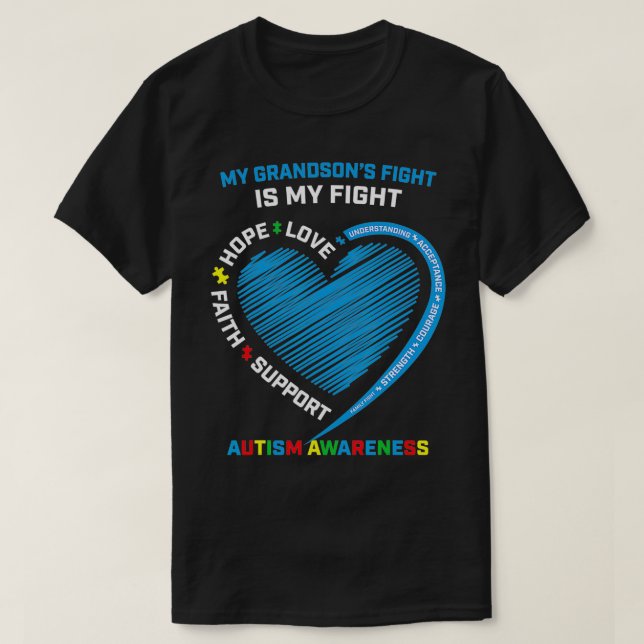Camiseta Abuelo Azul es mi lucha El autismo de mi nieto (Diseño del anverso)