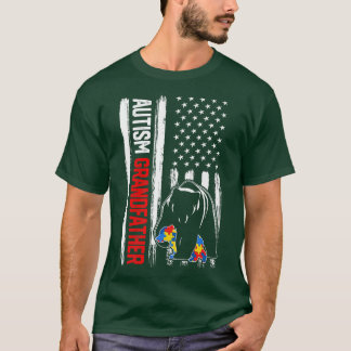 Camiseta Abuelo de autismo retro con premio de la bandera e