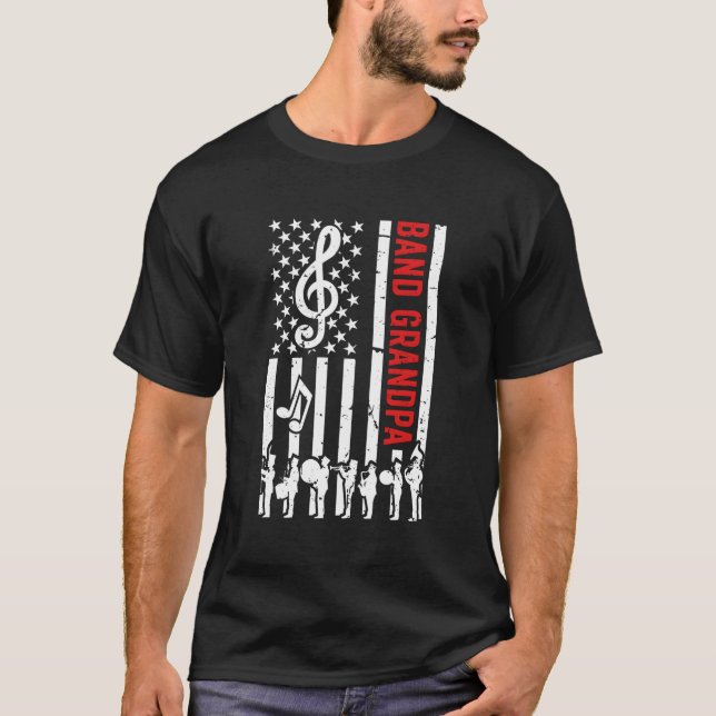 Camiseta Abuelo de banda Bandera estadounidense marcha Abue (Anverso)
