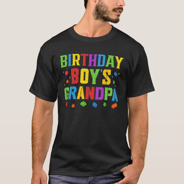 Camiseta Abuelo de Birthday Boy bloquea ladrillo de maestro (Anverso)